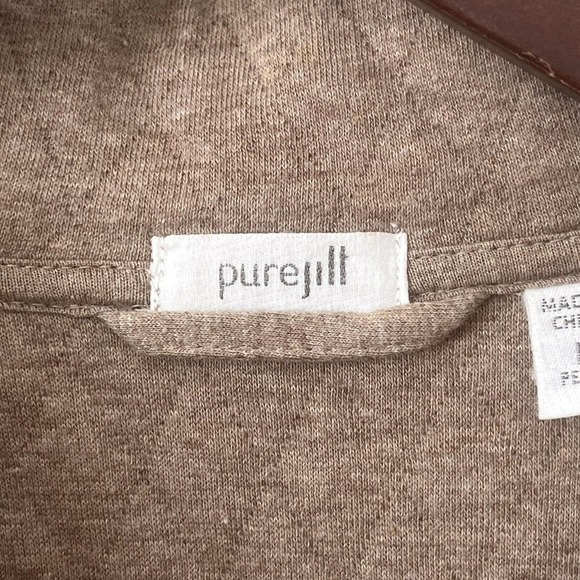 Pure Jill Size Medium Petite Quilted Jacket Single Snap Closure Pockets Brown - Picture 9 of 13